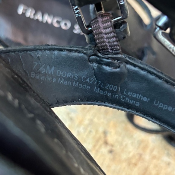 Franco Sarto Doris Womens 7.5 Black Strappy Gladiator Wedge Sandals - Picture 8 of 9